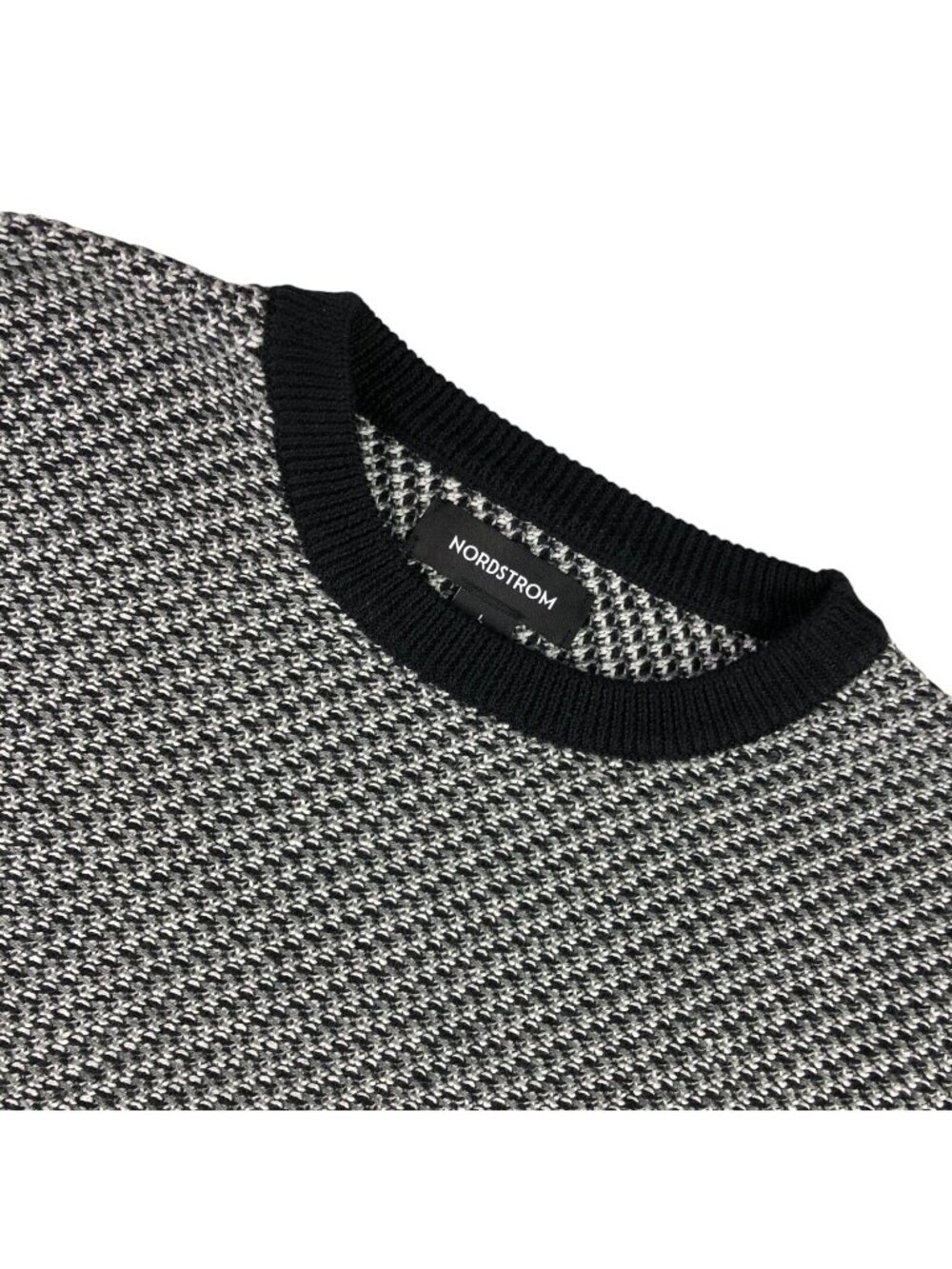 Nordstrom Men’s Cotton Blend Knit Jumper Sweater Black/White • Large